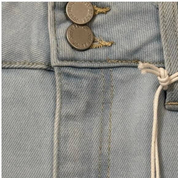 Just Black Denim Double Button A-Line Light Denim Rough Hem Skirt Size Small NEW - Picture 3 of 11